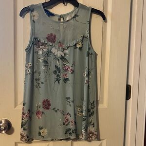 Floral Print Sleeveless Blouse - Mint Green